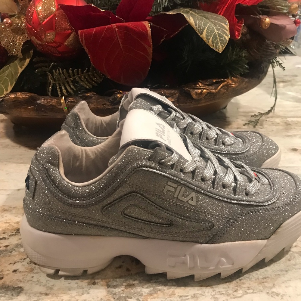 Silver glitter Fila size 8 kicks.